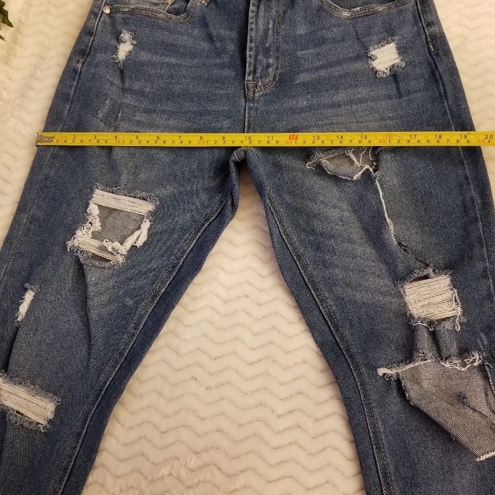 Almost Famous Blue Distressed Jeans With Hole SIZE 9. - Picture 3 of 15